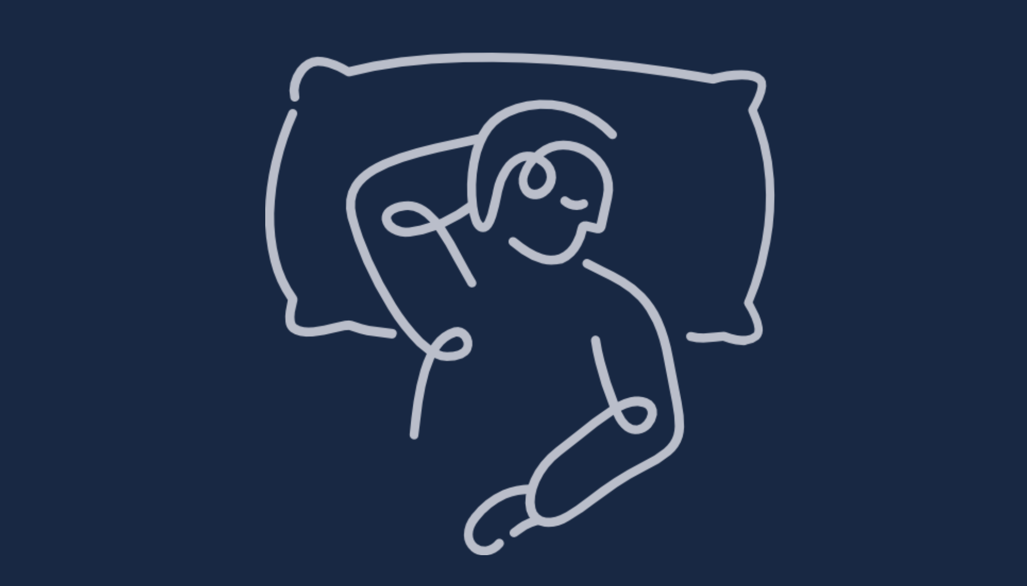 Sleep tests like this one from Lofta can help you understand just how much or how little sleep you're getting. Blue background with white illustrated person sleeping on a pillow.